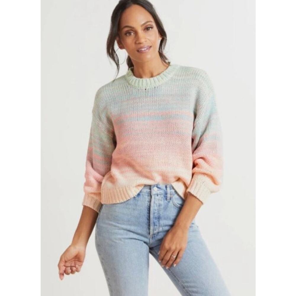 525 America Pastel Ombre Sweater Size S Lightweight Knit Pink Blue Casual